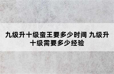 九级升十级蛮王要多少时间 九级升十级需要多少经验